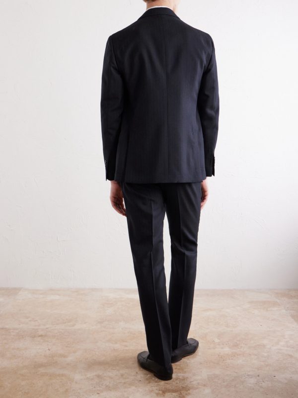Double-Breasted Pintriped Wool Suit Jacket - BK