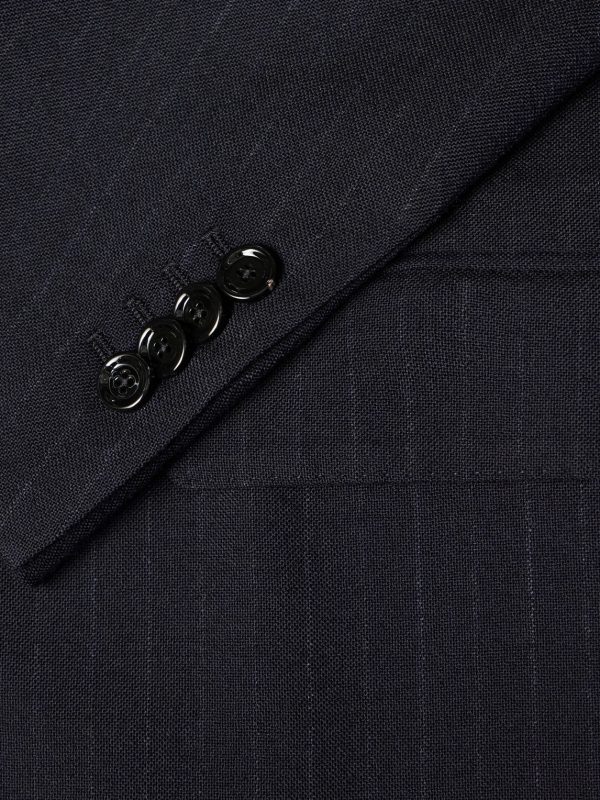 Double-Breasted Pintriped Wool Suit Jacket - E1