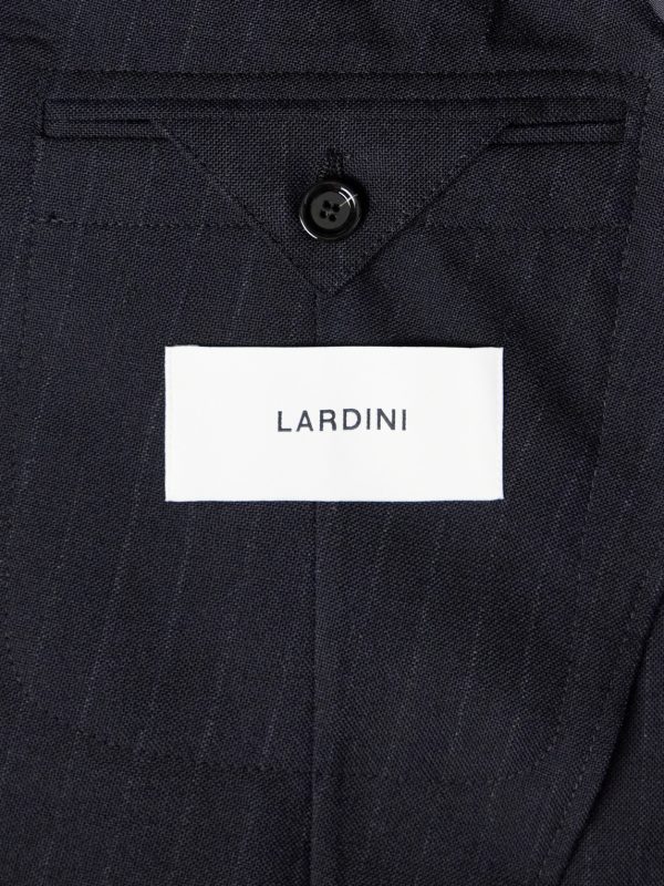 Double-Breasted Pintriped Wool Suit Jacket - E2