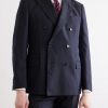 Double-Breasted Pintriped Wool Suit Jacket - FR