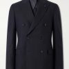 Double-Breasted Pintriped Wool Suit Jacket
