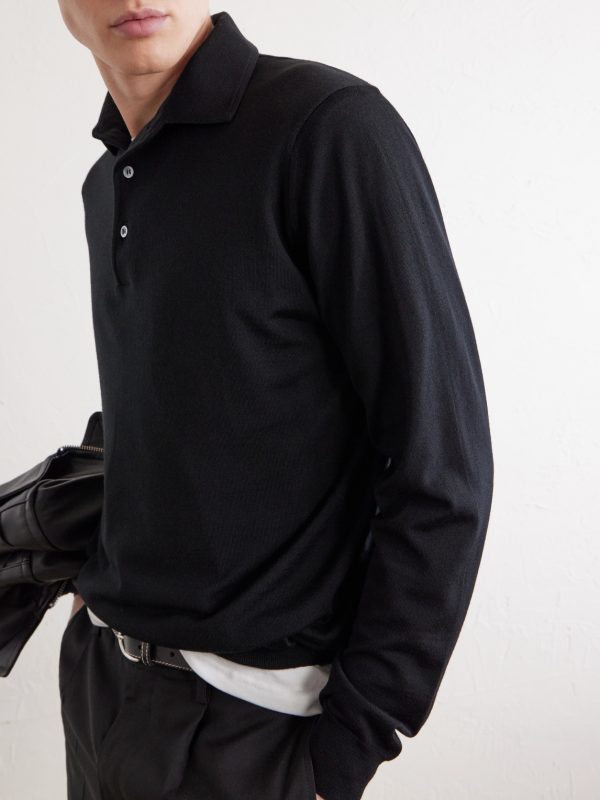 Virgin Wool Polo Sweater - CU Virgin Wool Polo Sweater - CU