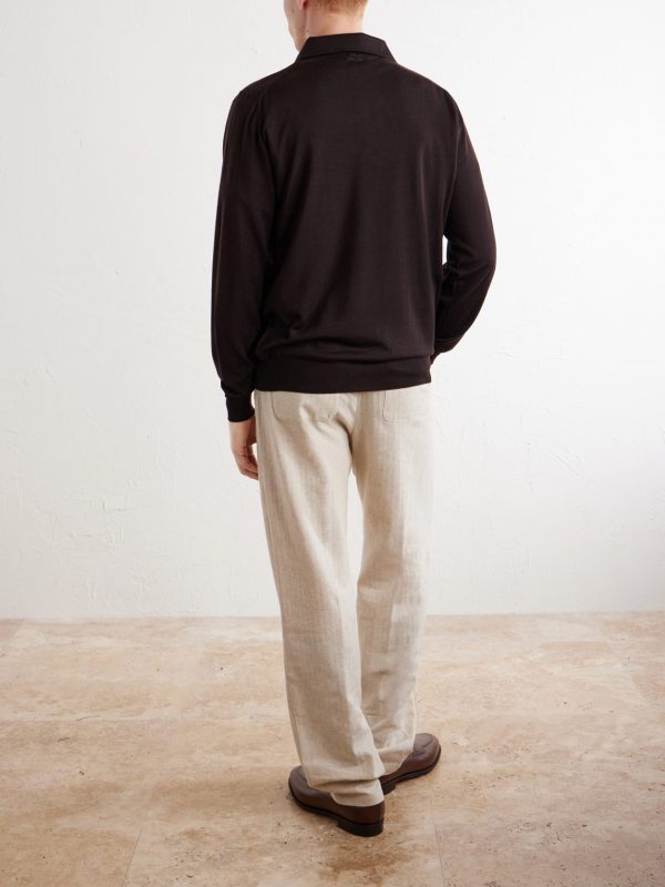 Virgin Wool Polo Sweater - BK Virgin Wool Polo Sweater - BK