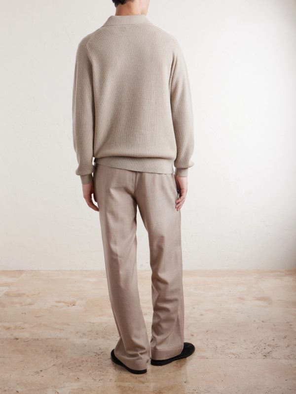 Knitted Wool and Cashmere-Blend Polo Shirt - BK Knitted Wool and Cashmere-Blend Polo Shirt - BK