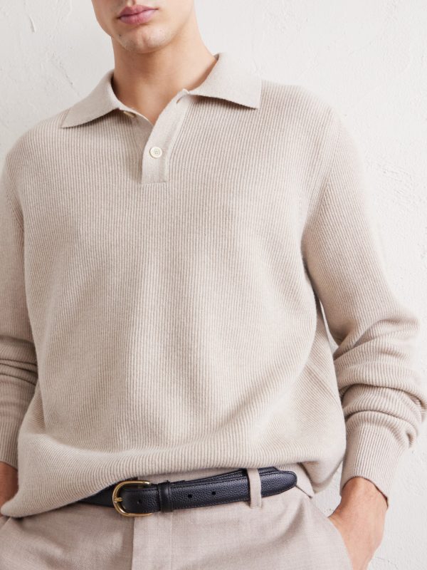 Knitted Wool and Cashmere-Blend Polo Shirt - CU Knitted Wool and Cashmere-Blend Polo Shirt - CU
