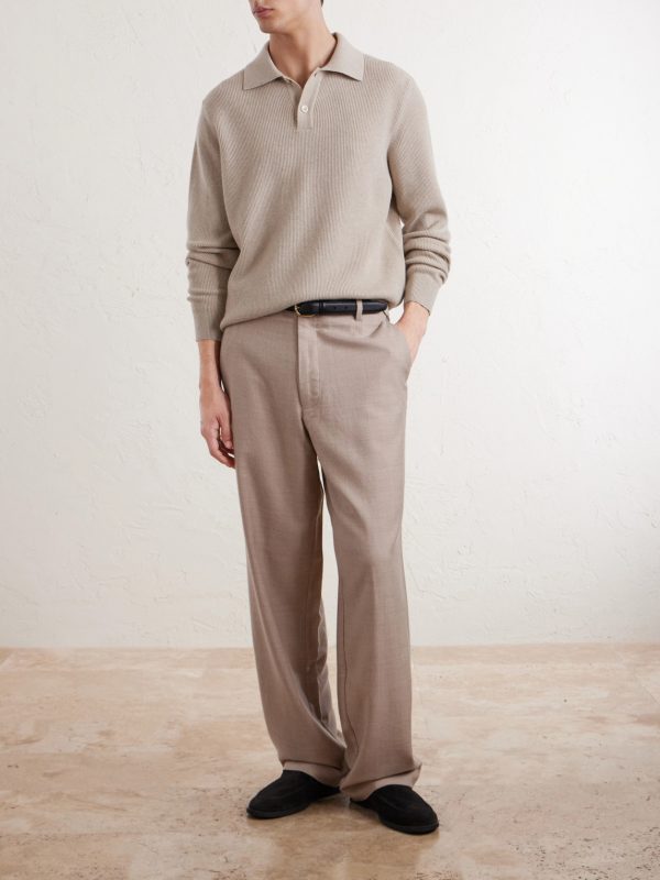 Knitted Wool and Cashmere-Blend Polo Shirt - OU Knitted Wool and Cashmere-Blend Polo Shirt - OU