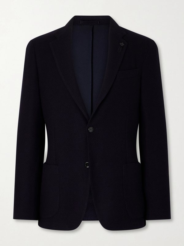 Honeycomb-Knit Wool Blazer
