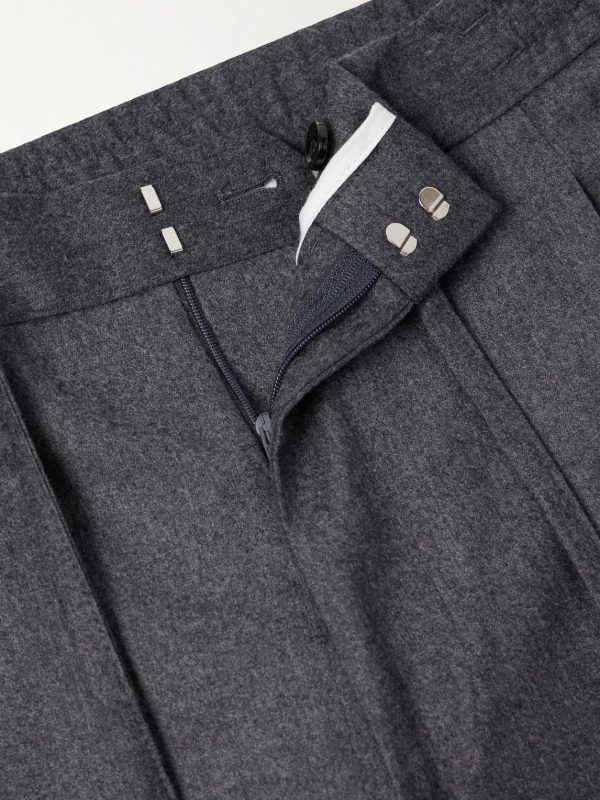 Straight-Leg Wool and Cashmere-Blend Flannel Trousers - E1