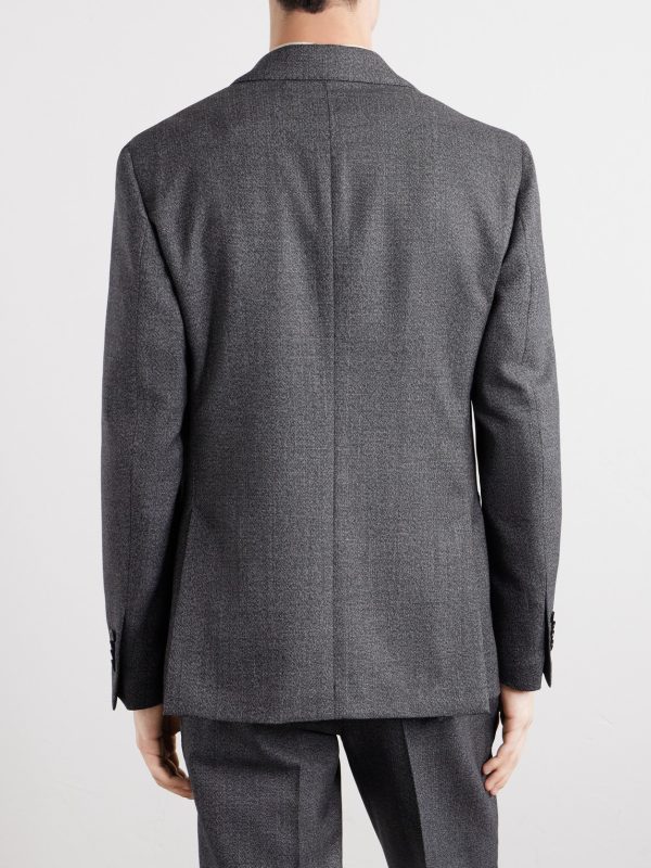 Double-Breasted Wool Suit Jacket - BK Double-Breasted Wool Suit Jacket - BK