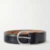 3cm Croc-Embossed Leather Belt