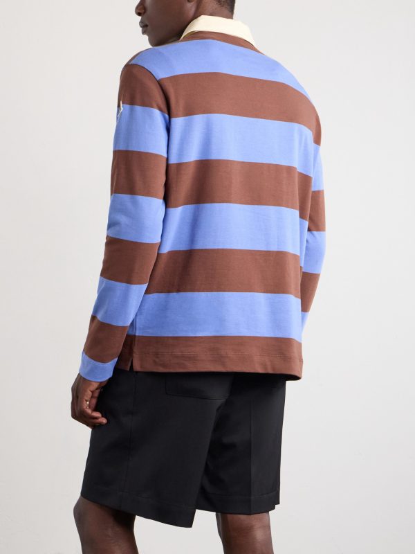 Logo-Appliquéd Striped Cotton-Jersey Polo Shirt - BK Logo-Appliquéd Striped Cotton-Jersey Polo Shirt - BK