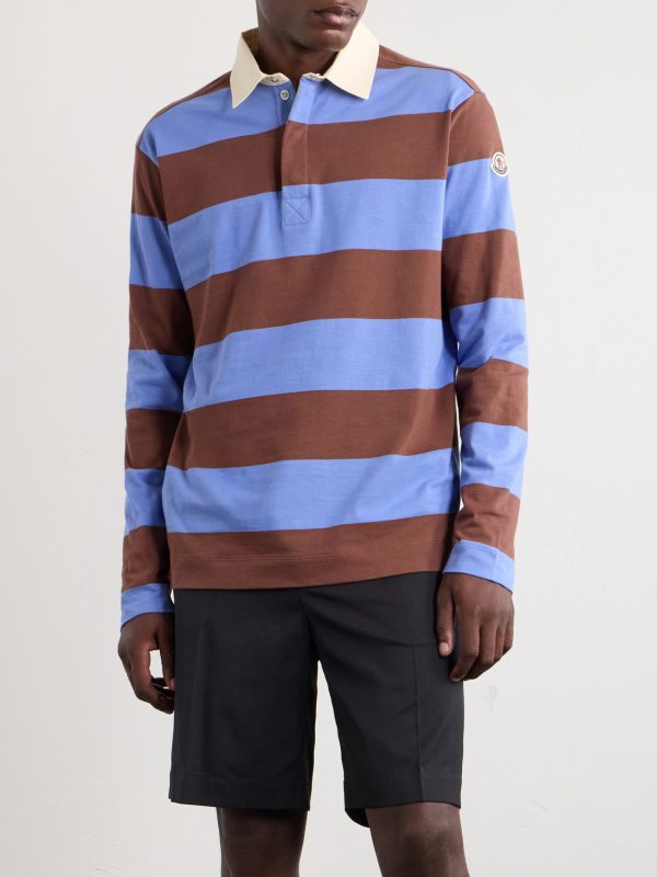 Logo-Appliquéd Striped Cotton-Jersey Polo Shirt - FR Logo-Appliquéd Striped Cotton-Jersey Polo Shirt - FR