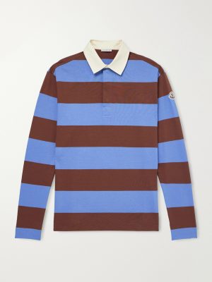 Logo-Appliquéd Striped Cotton-Jersey Polo Shirt Logo-Appliquéd Striped Cotton-Jersey Polo Shirt
