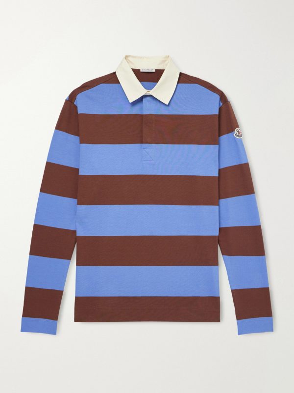 Logo-Appliquéd Striped Cotton-Jersey Polo Shirt Logo-Appliquéd Striped Cotton-Jersey Polo Shirt