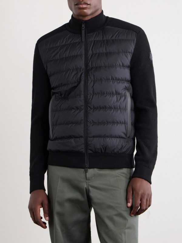 Logo-Appliquéd Cashmere-Blend and Quilted Shell Down Jacket - FR Logo-Appliquéd Cashmere-Blend and Quilted Shell Down Jacket - FR