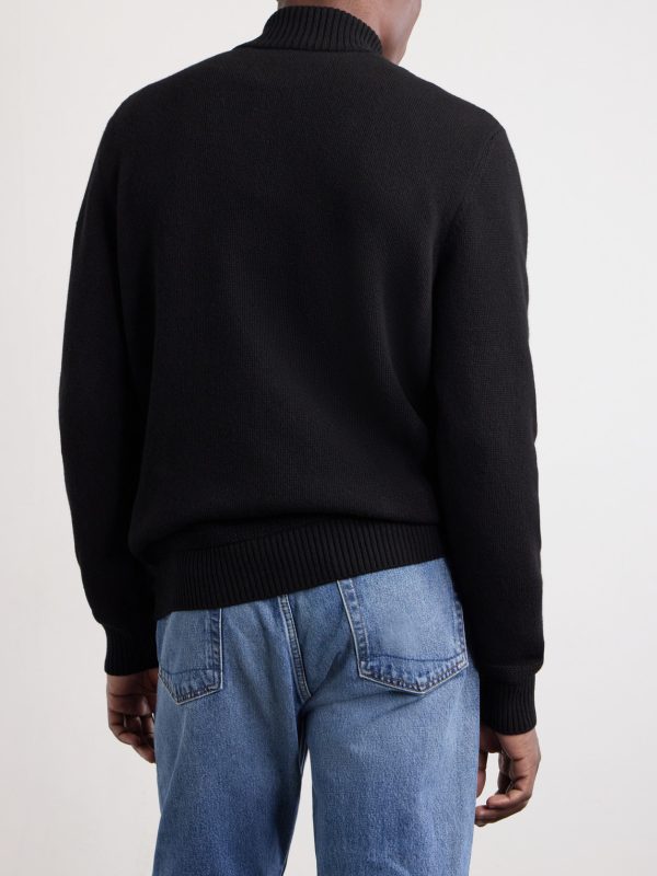Logo-Appliquéd Wool And Cashmere-Blend Half-Zip Sweater - BK