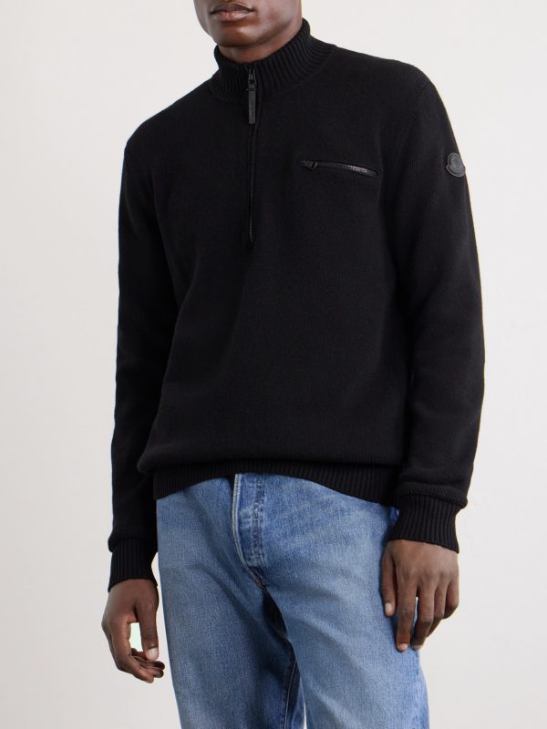 Logo-Appliquéd Wool And Cashmere-Blend Half-Zip Sweater - FR