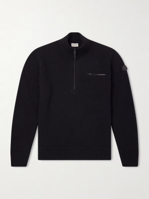 Logo-Appliquéd Wool And Cashmere-Blend Half-Zip Sweater Logo-Appliquéd Wool And Cashmere-Blend Half-Zip Sweater