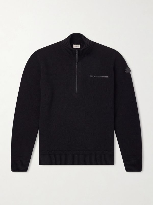 Logo-Appliquéd Wool And Cashmere-Blend Half-Zip Sweater