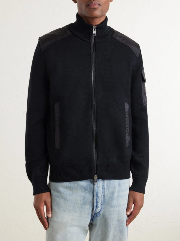 Panelled Virgin Wool Zip-Up Cardigan - FR Panelled Virgin Wool Zip-Up Cardigan - FR