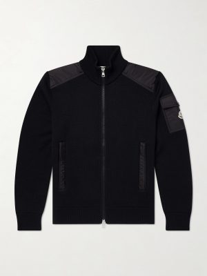 Panelled Virgin Wool Zip-Up Cardigan Panelled Virgin Wool Zip-Up Cardigan
