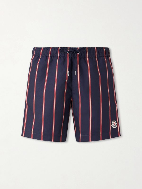 Straight-Leg Mid-Length Striped Swim Shorts Straight-Leg Mid-Length Striped Swim Shorts