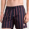 Straight-Leg Mid-Length Striped Swim Shorts - OU Straight-Leg Mid-Length Striped Swim Shorts - OU