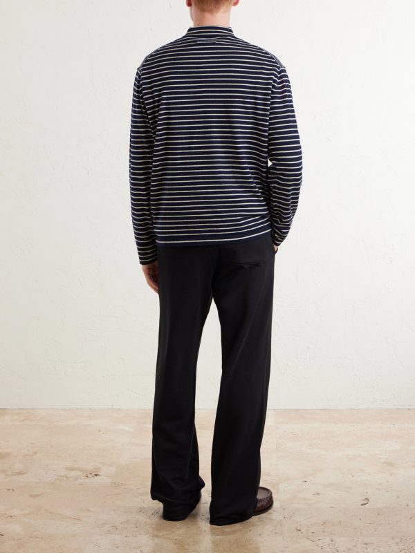 Striped Cashmere Polo Shirt - BK Striped Cashmere Polo Shirt - BK