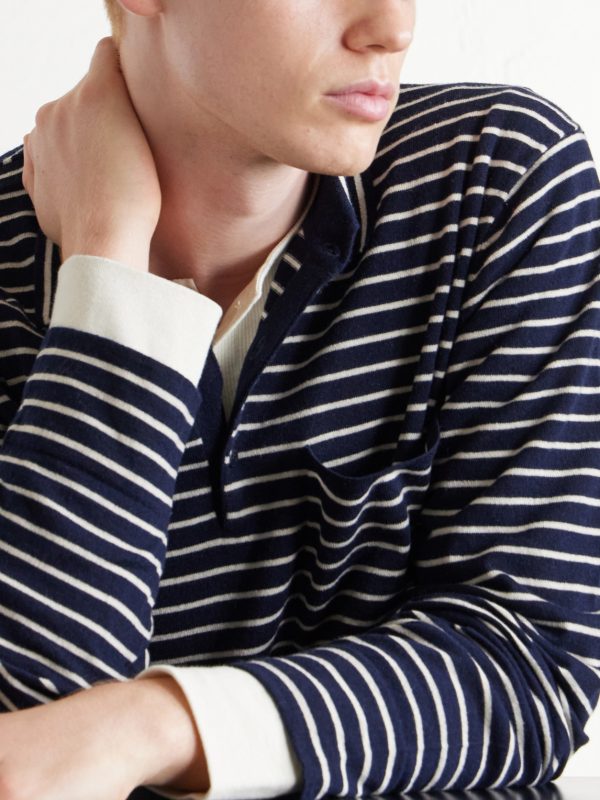 Striped Cashmere Polo Shirt - CU Striped Cashmere Polo Shirt - CU