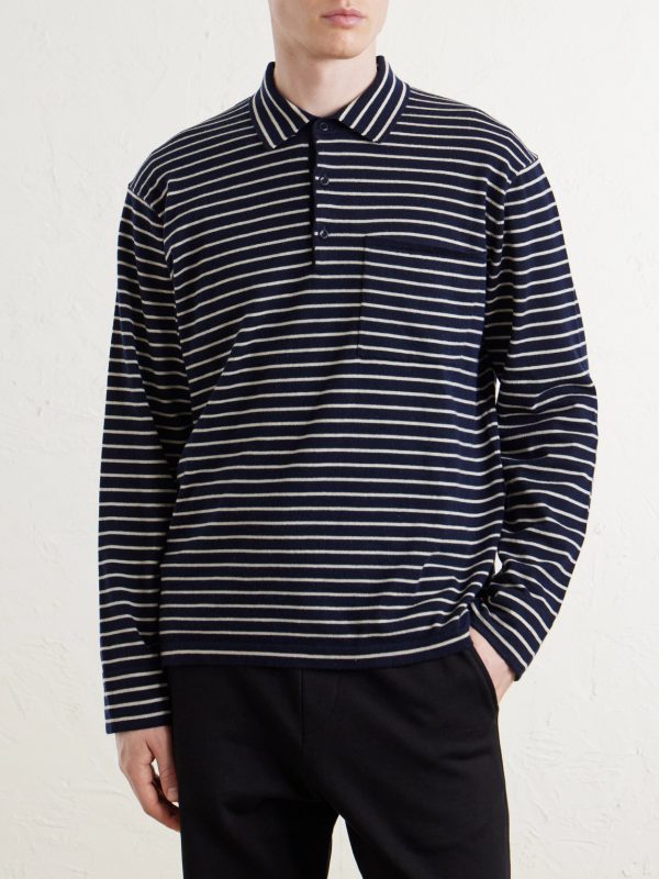 Striped Cashmere Polo Shirt - FR Striped Cashmere Polo Shirt - FR
