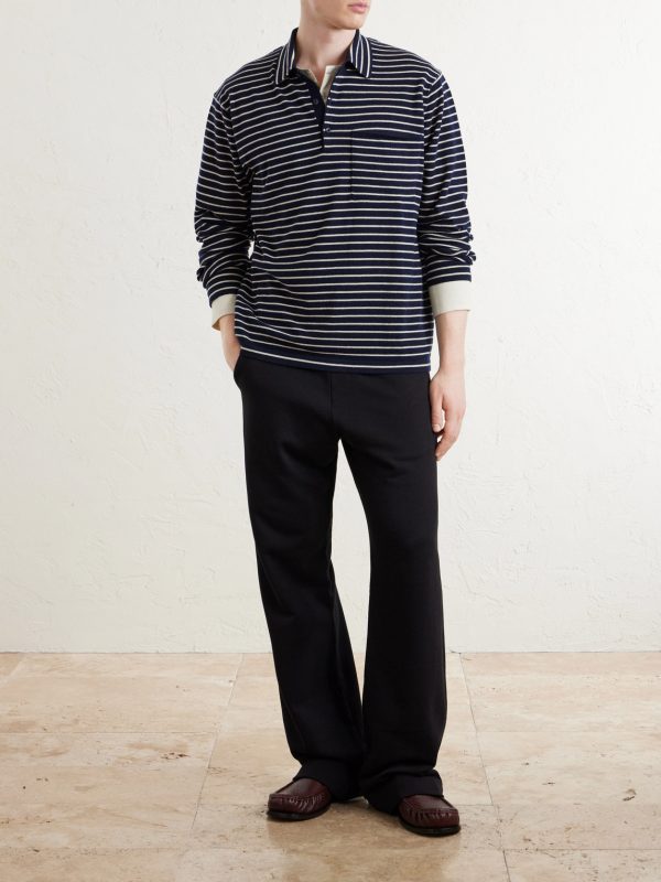 Striped Cashmere Polo Shirt - OU Striped Cashmere Polo Shirt - OU