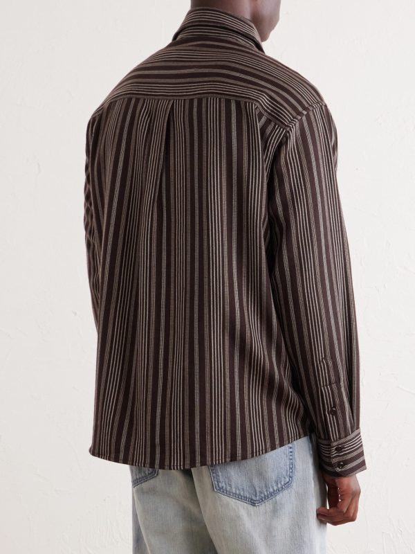 Striped Wool and Cashmere-Blend Shirt - BK Striped Wool and Cashmere-Blend Shirt - BK