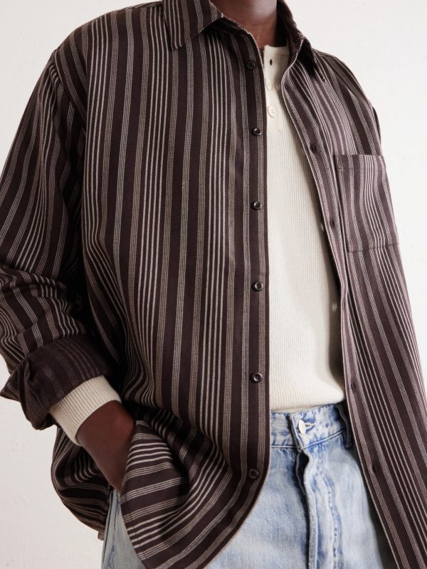 Striped Wool and Cashmere-Blend Shirt - CU Striped Wool and Cashmere-Blend Shirt - CU