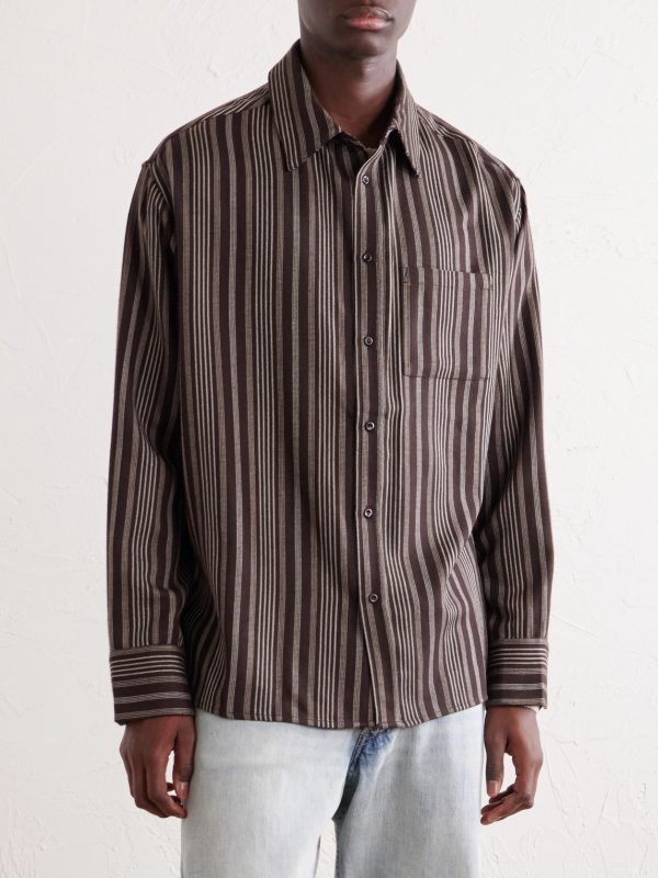 Striped Wool and Cashmere-Blend Shirt - FR Striped Wool and Cashmere-Blend Shirt - FR