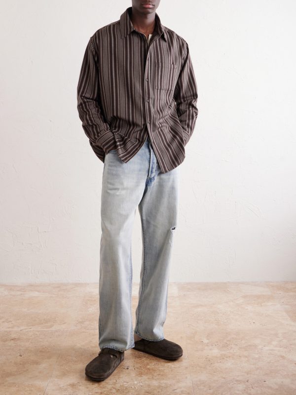 Striped Wool and Cashmere-Blend Shirt - OU Striped Wool and Cashmere-Blend Shirt - OU