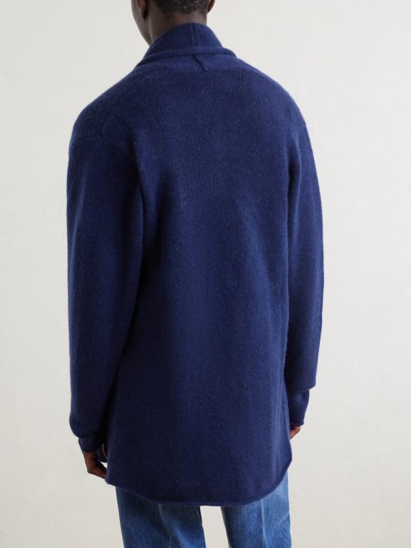 Italy Smoking Shawl-Collar Cashmere Cardigan - BK Italy Smoking Shawl-Collar Cashmere Cardigan - BK