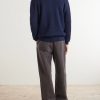 Waffle-Knit Cashmere Henley Sweater - BK Waffle-Knit Cashmere Henley Sweater - BK