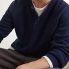 Waffle-Knit Cashmere Henley Sweater - CU Waffle-Knit Cashmere Henley Sweater - CU