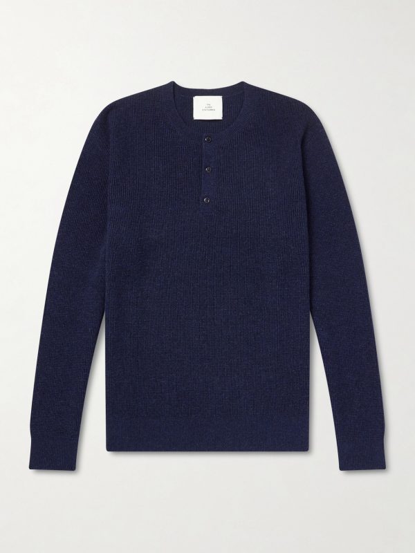Waffle-Knit Cashmere Henley Sweater Waffle-Knit Cashmere Henley Sweater