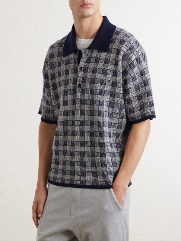 Checked Cashmere Polo Shirt - FR Checked Cashmere Polo Shirt - FR