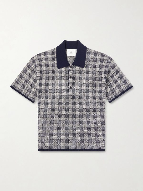 Checked Cashmere Polo Shirt Checked Cashmere Polo Shirt