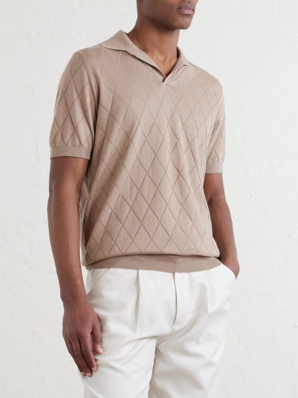Open-Collar Knitted Cotton Polo Shirt - FR Open-Collar Knitted Cotton Polo Shirt - FR