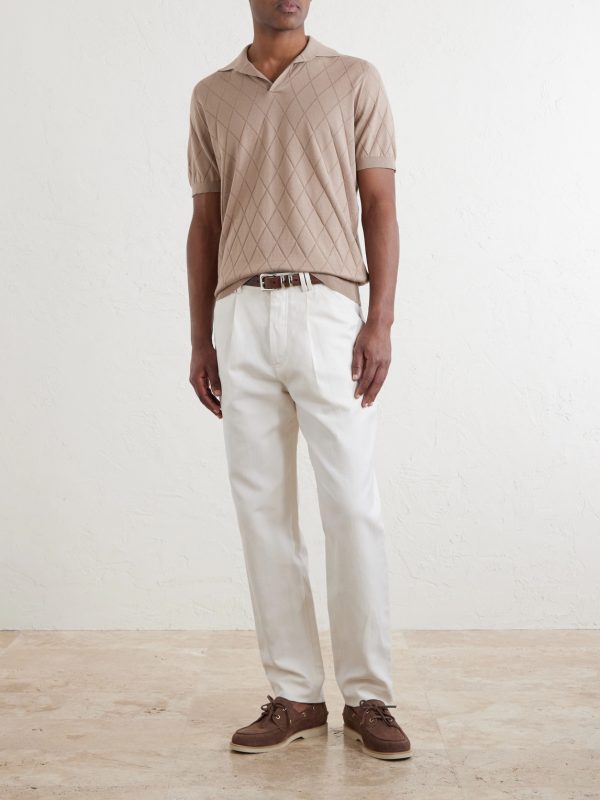 Open-Collar Knitted Cotton Polo Shirt - OU Open-Collar Knitted Cotton Polo Shirt - OU
