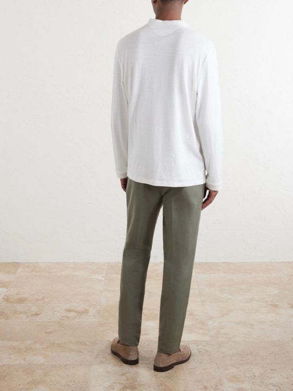 Linen and Cotton-Blend Henley T-Shirt - BK Linen and Cotton-Blend Henley T-Shirt - BK
