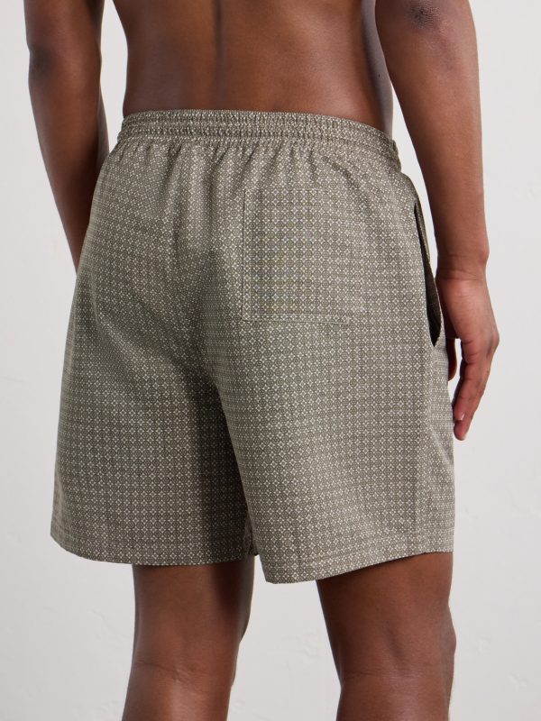 Straight-Leg Mid-Length Printed Swim Shorts - BK Straight-Leg Mid-Length Printed Swim Shorts - BK