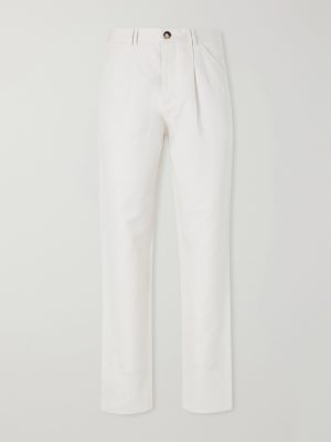 Slim-Fit Cotton and Linen-Blend Trousers