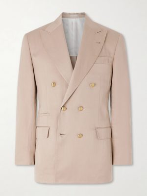 Double-Breasted Silk and Linen-Blend Twill Blazer Double-Breasted Silk and Linen-Blend Twill Blazer