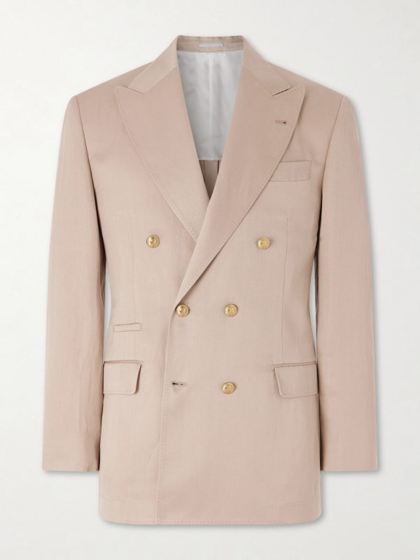 Double-Breasted Silk and Linen-Blend Twill Blazer Double-Breasted Silk and Linen-Blend Twill Blazer