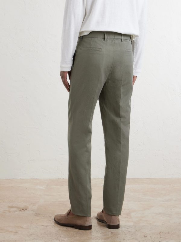 Straight-Leg Pleated Cotton and Linen-Blend Trousers - BK Straight-Leg Pleated Cotton and Linen-Blend Trousers - BK