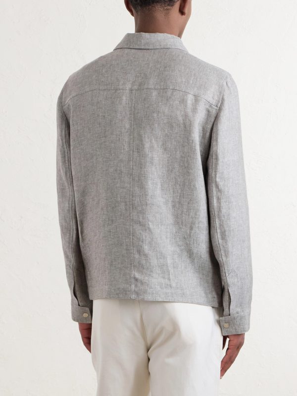 Hemp and Linen-Blend Twill Blouson Jacket - BK Hemp and Linen-Blend Twill Blouson Jacket - BK